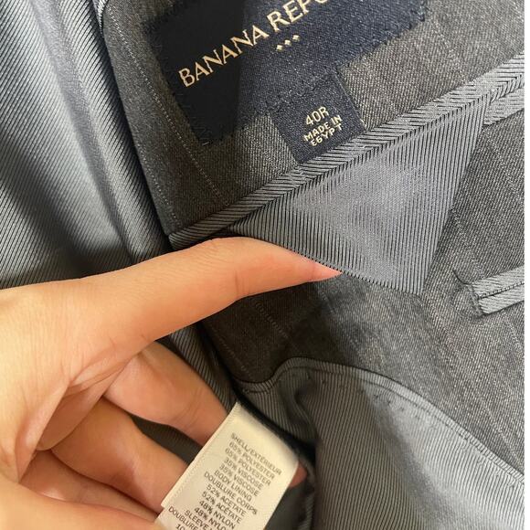 NEW! Banana Republic Men's 40R Classic Pinstripe Blazer Sportcoat Jacket Gray - Picture 5 of 9